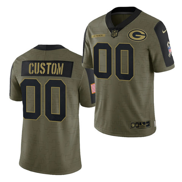 Men's Olive Green Bay Packers Customized 2021 Salute To Service Limited Stitched Jersey